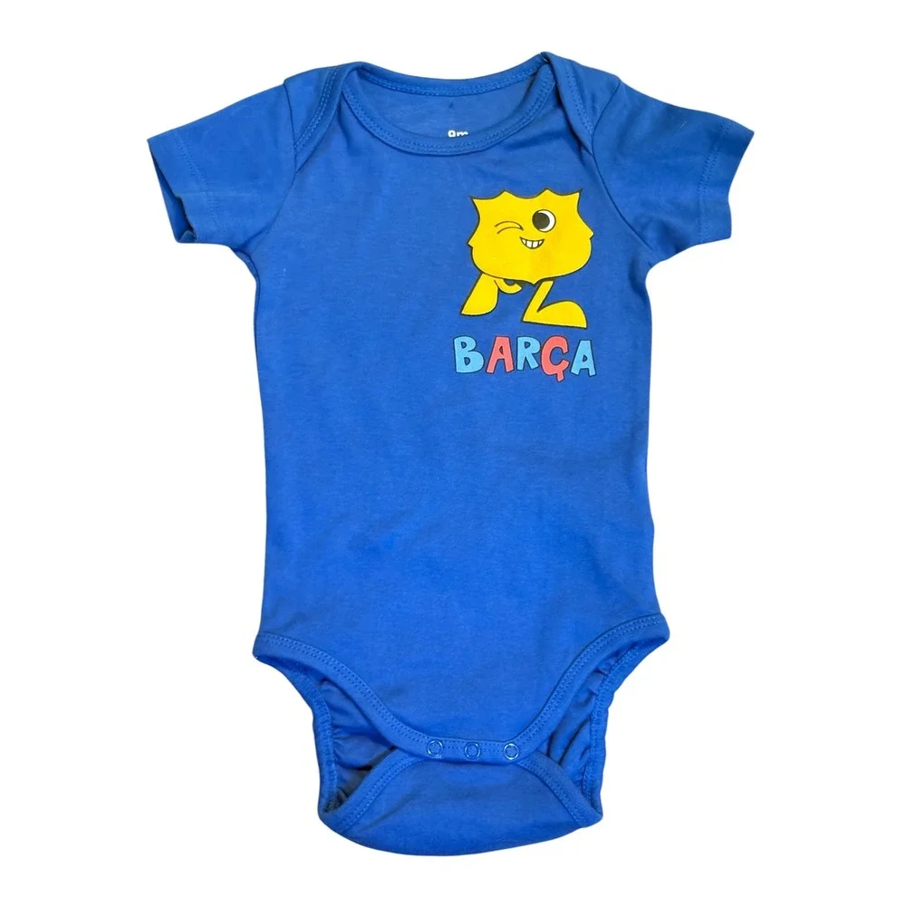 FC Barcelona Bodysuit Kids 9M Blue Barça‎ Crest Short Sleeve Romper